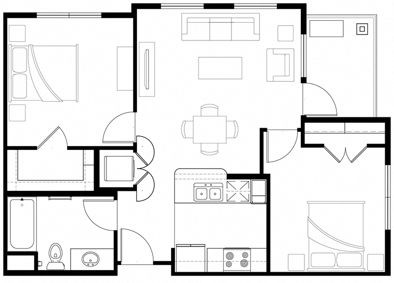 2x1 Floor Plan Vintage at the Crossing l Senior Apartments in Reno, NV 89521