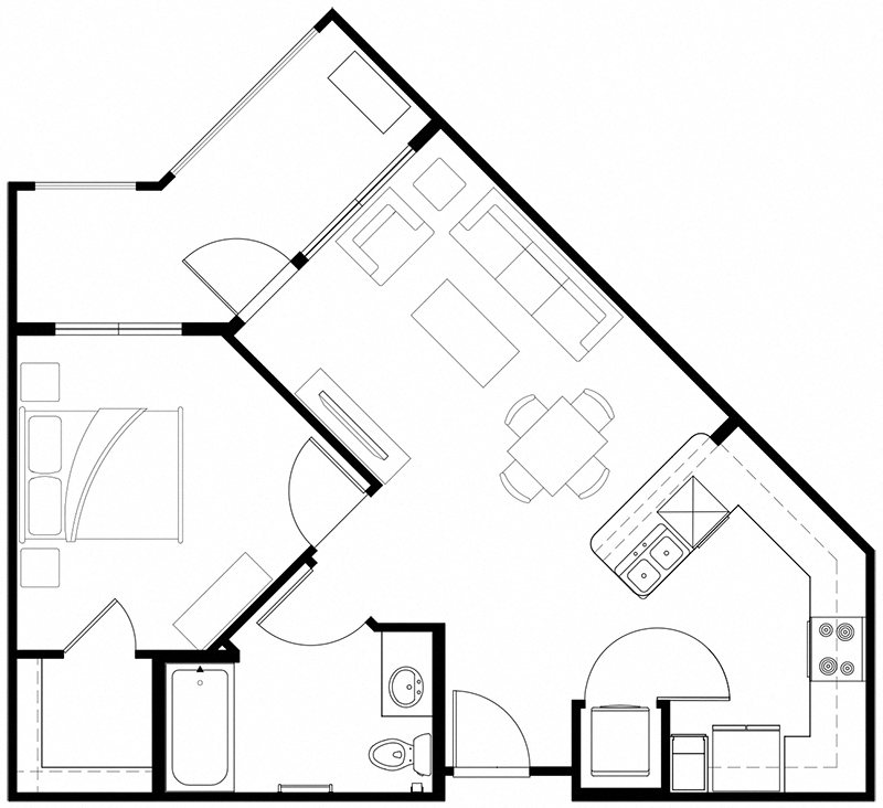 1x1 Floor Plan Vintage at the Crossing l Senior Apartments in Reno, NV 89521