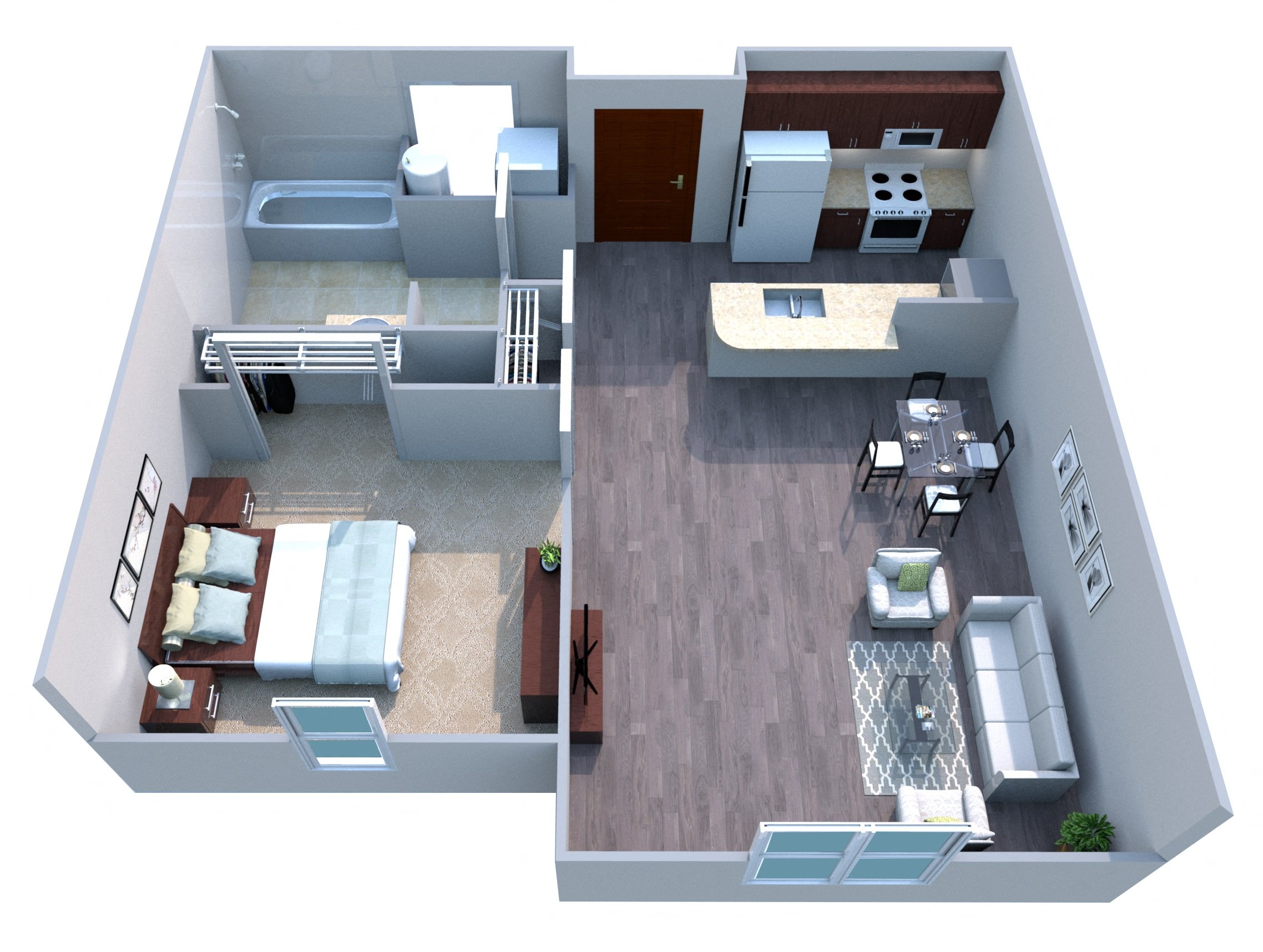 1 Bedroom 1 Bathroom (1C)