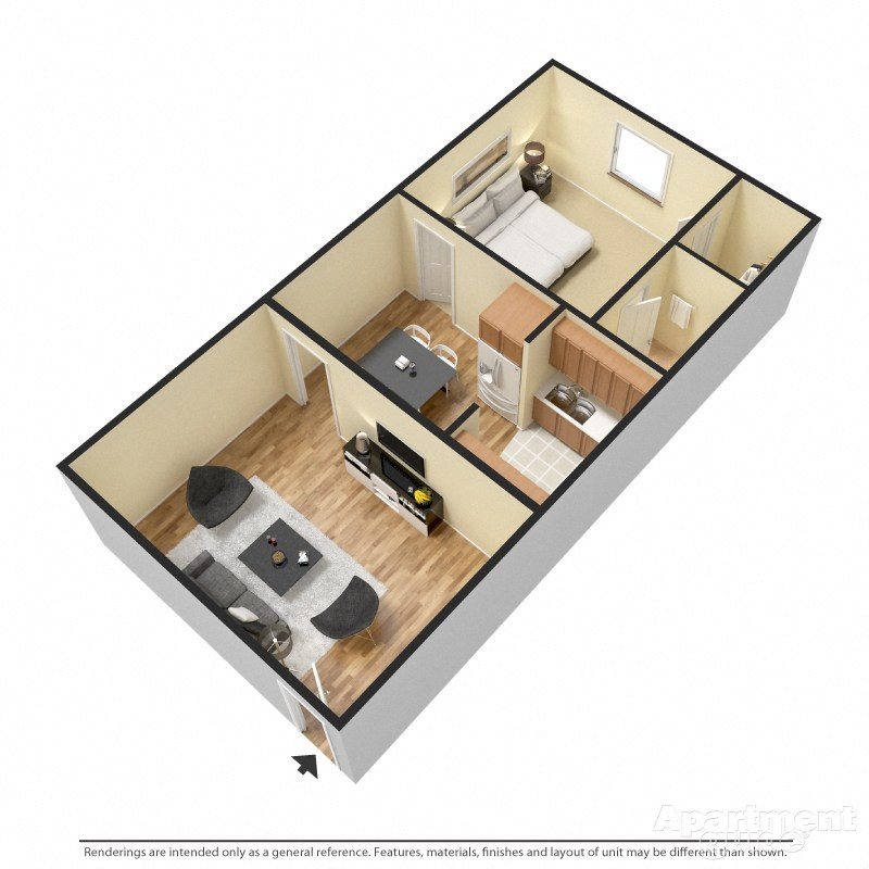 1X1 B Floor Plan 2