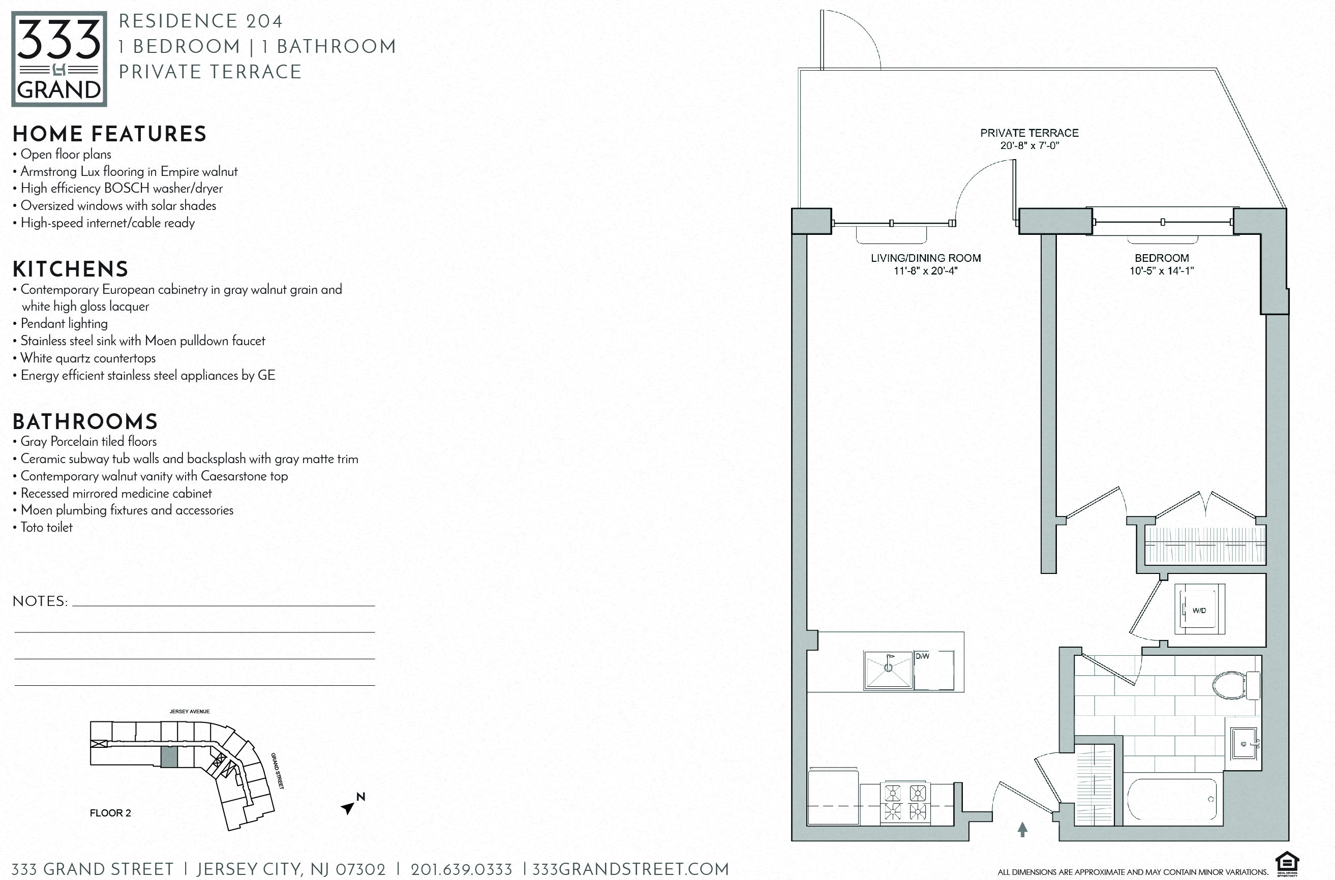333 GRAND - 1 BEDROOM FLOOR PLAN AB