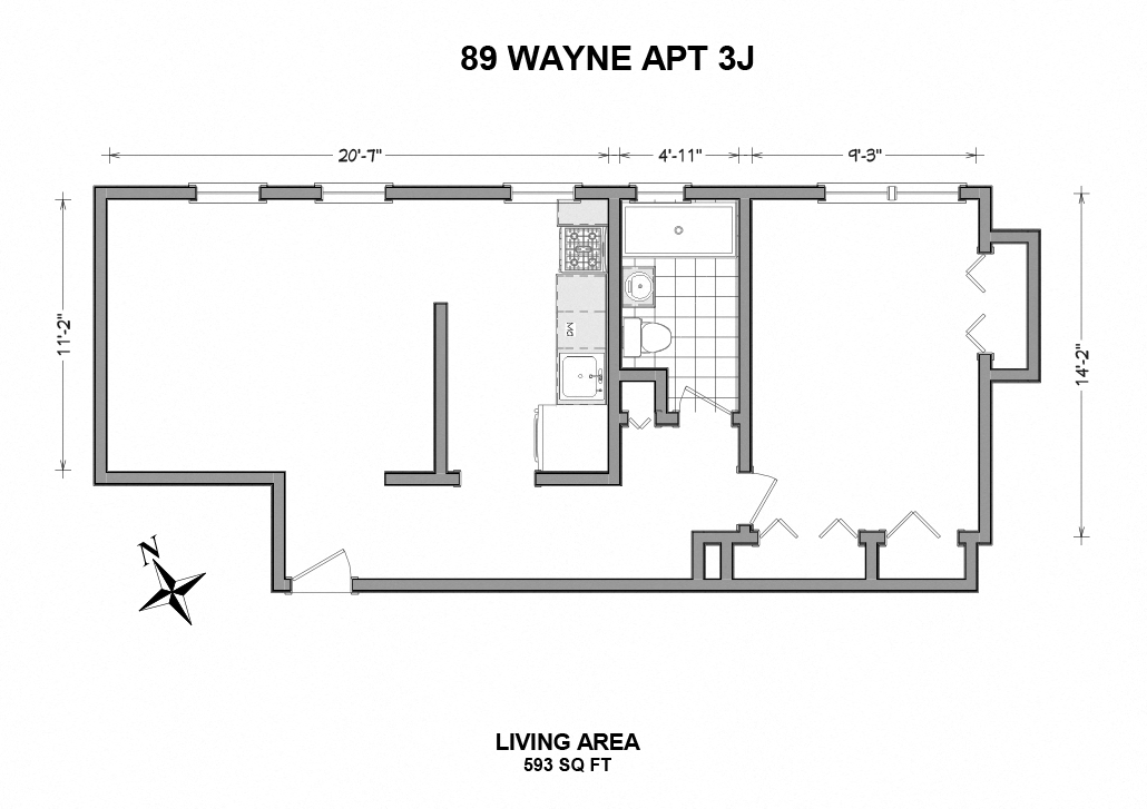 89 Wayne  Street - 1 bedroom J