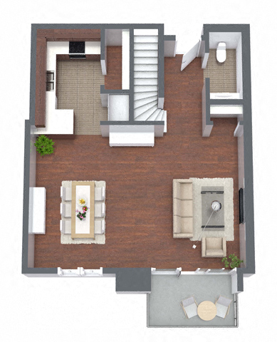 TH2A – 2 Bedroom 2.5 Bath Floor Plan Layout – 1425 Square Feet