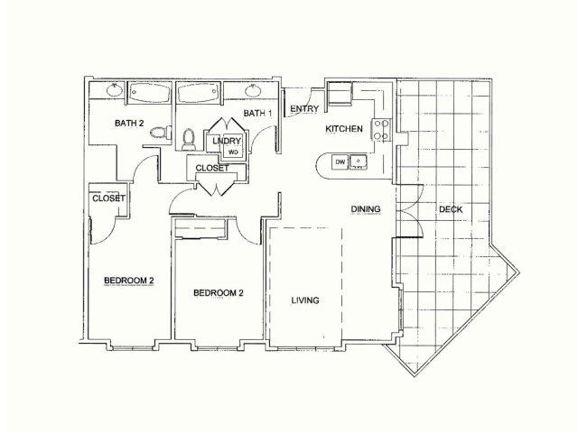 2 Bedroom Penthouse Floorplan at Kearney Plaza Apartments in Portland, Oregon 