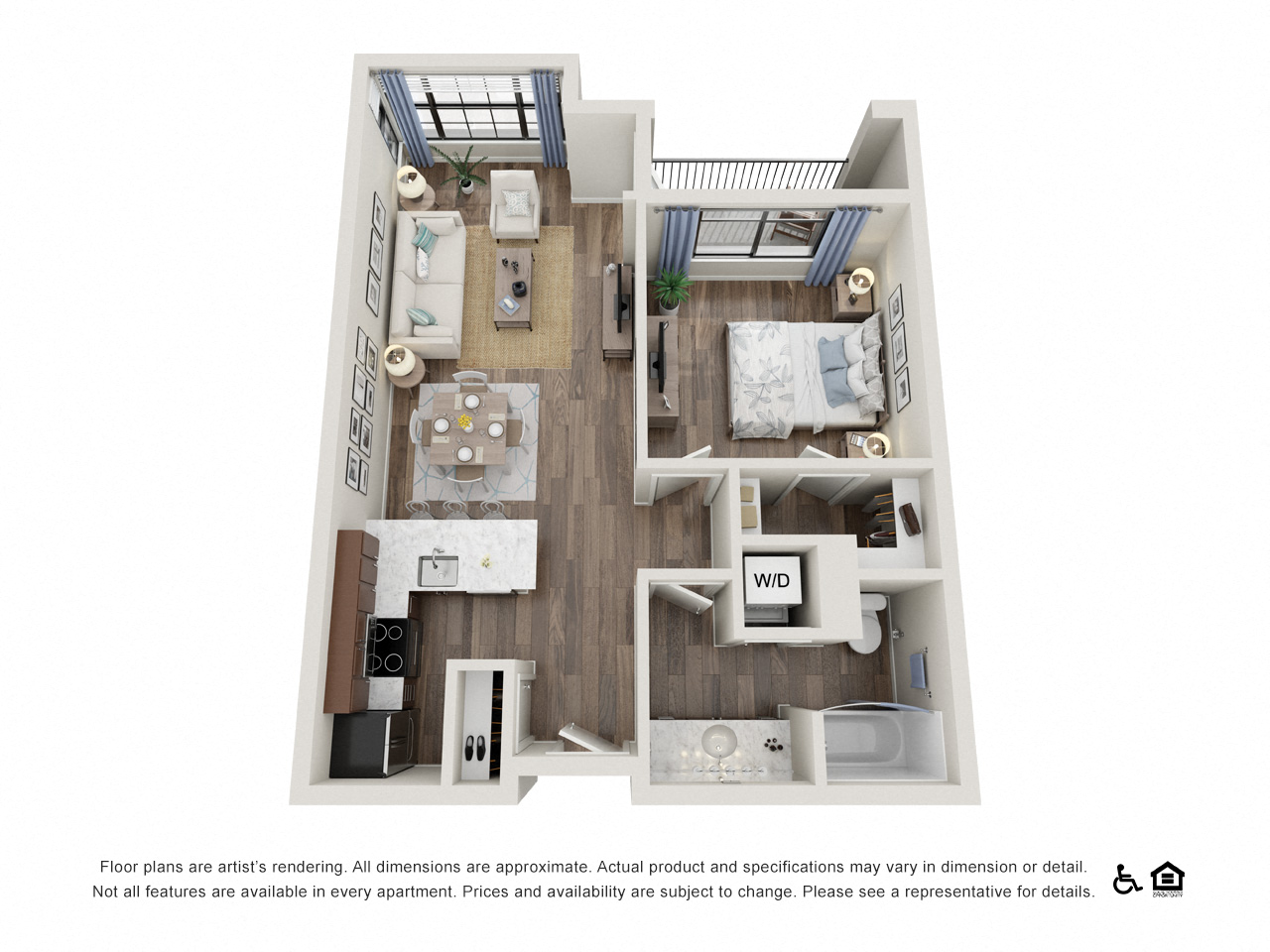 1BR A 3D FloorPlan At The Kearney Plaza