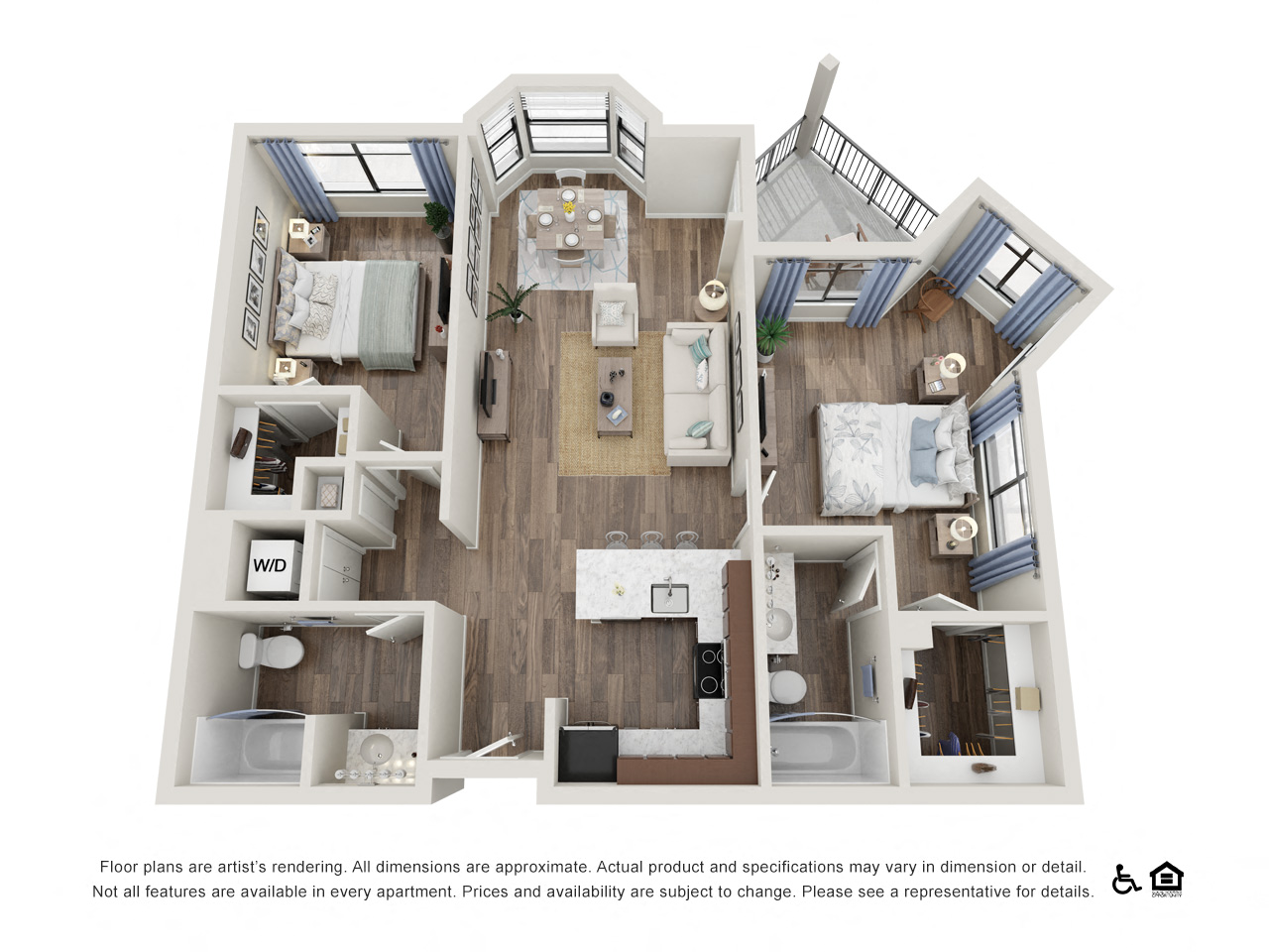 2BR B 3D FloorPlan At The Kearney Plaza