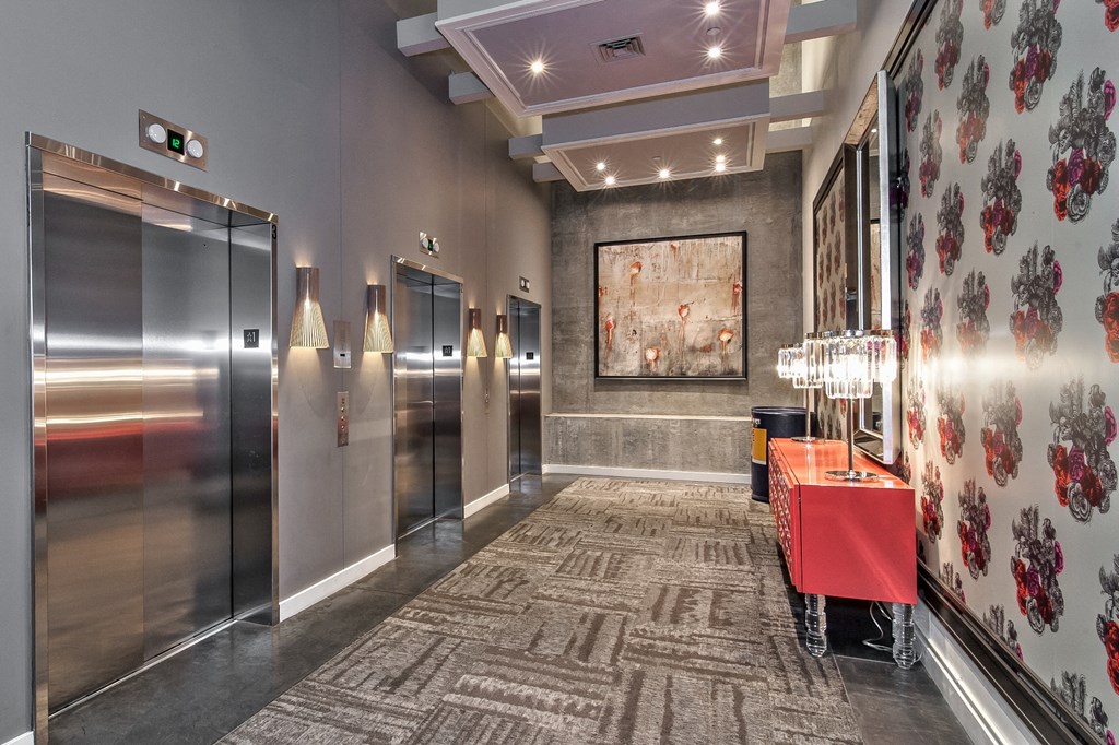 Elevator Lobby at The Louisa Apartments in Portland, Oregon