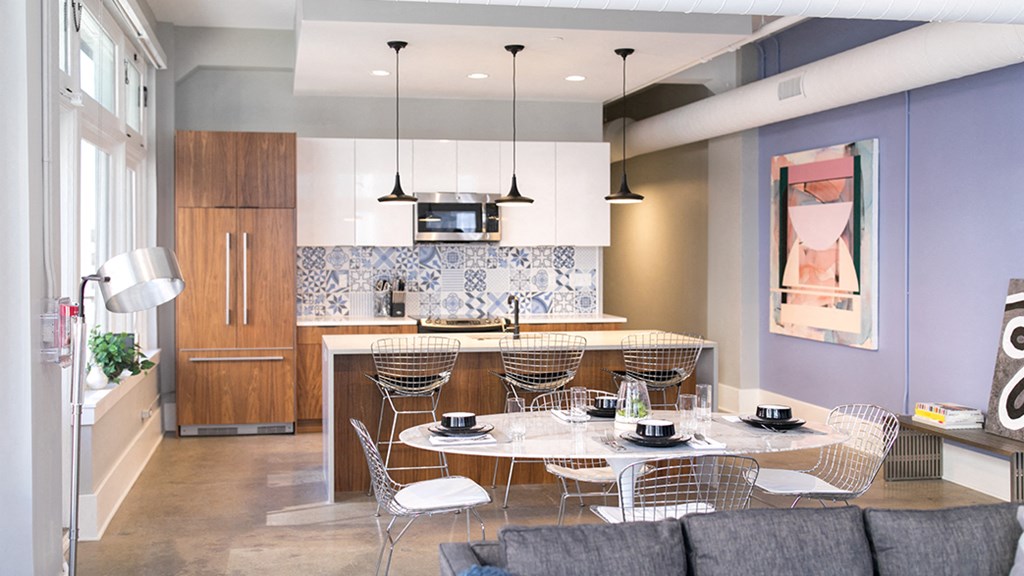 Kitchen and dining area at Fourteen56, Detroit, 48226