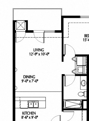 808 Berry_One Bedroom_Floor Plan