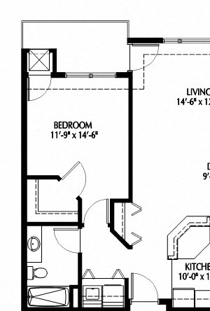 808 Berry_One Bedroom_Floor Plan