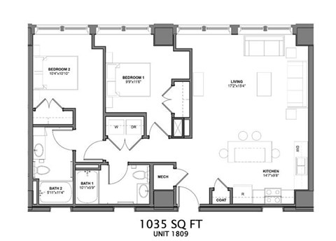 2 Bedroom Floor Plan
