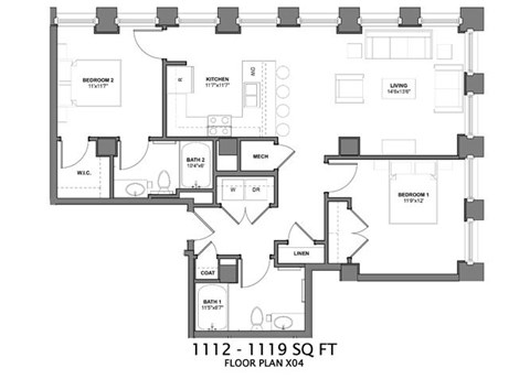 2 Bedroom Floor Plan
