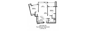 Two Bedroom floor plan at The Bluffs at Nine Mile Creek, Eden Prairie, MN, 55344