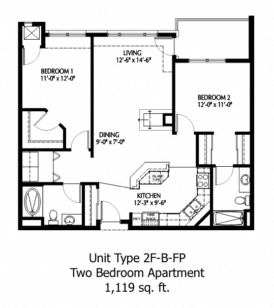2F Floor Plan at The Bluffs at Nine Mile Creek, Eden Prairie, MN