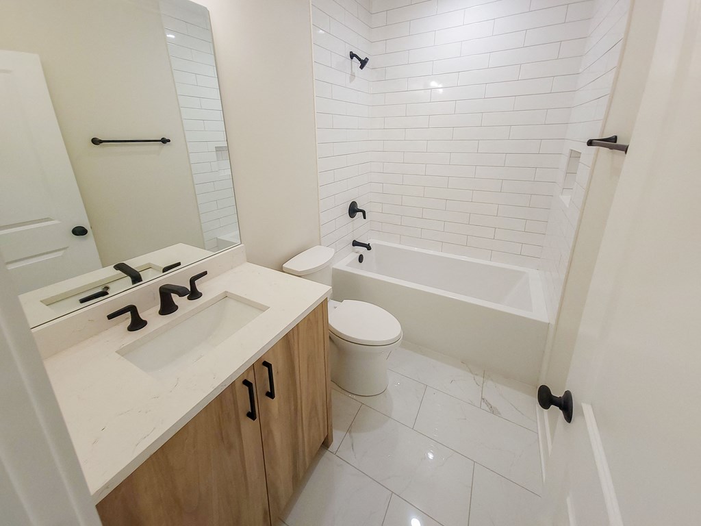 a bathroom with a sink and a toilet and a bath tub