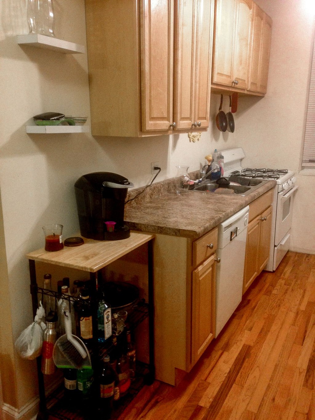 a kitchen with a counter top and a sink