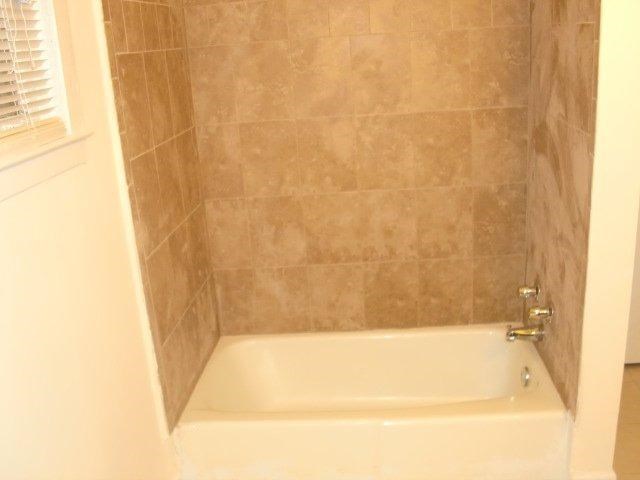 a bathroom with a shower and a bath tub