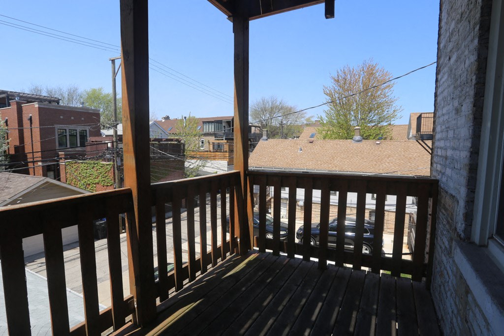 the view from the deck of the apartment building