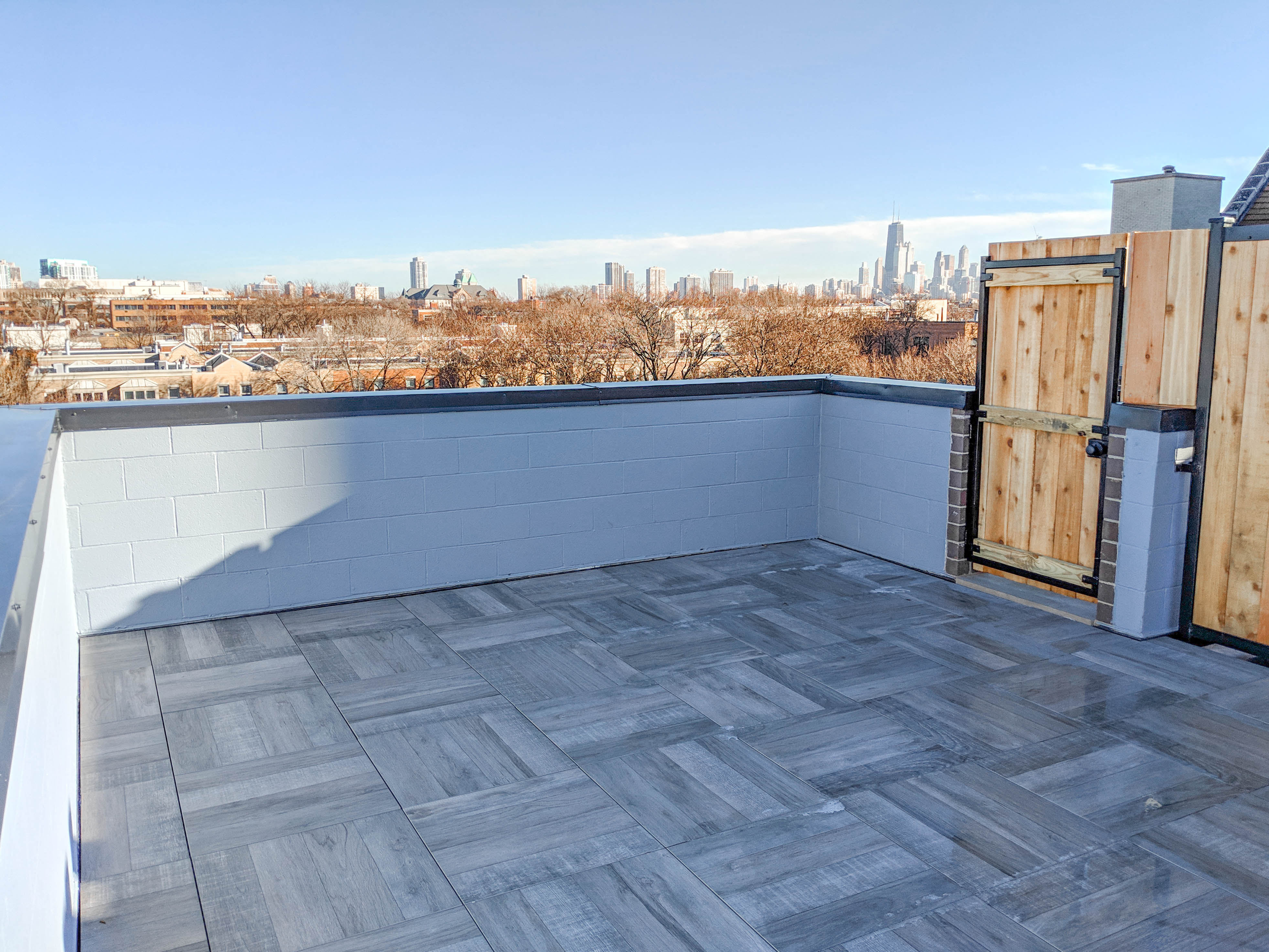 the balcony with a view of the city