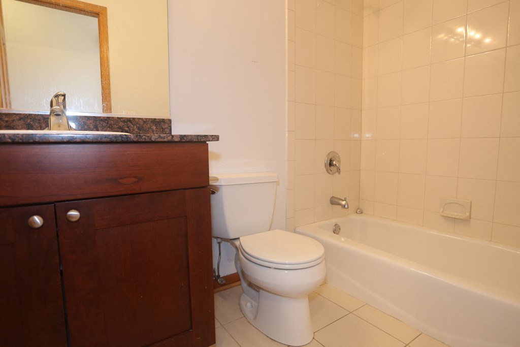 a bathroom with a toilet and a bath tub