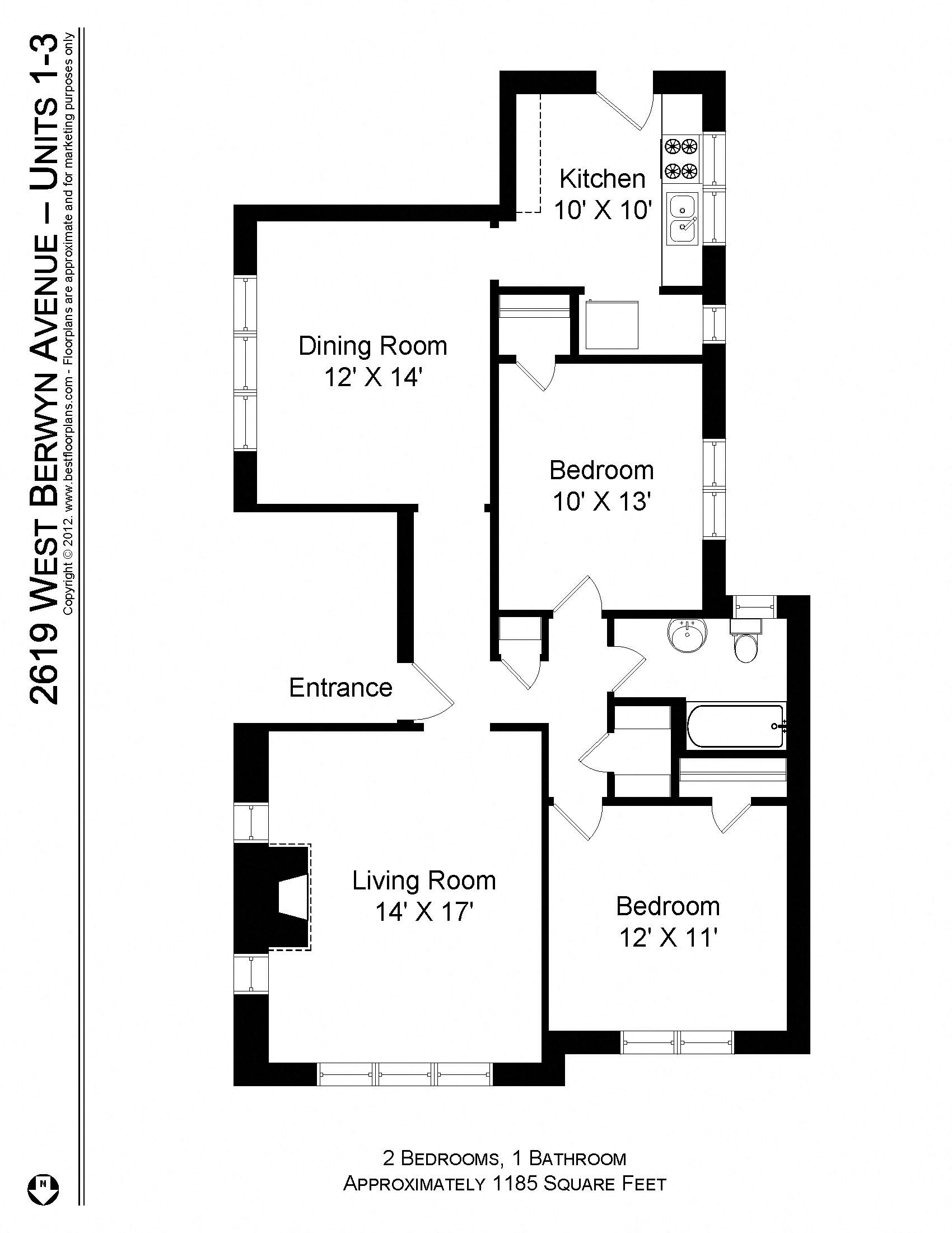 Modern 2 Bed / 1 Bath