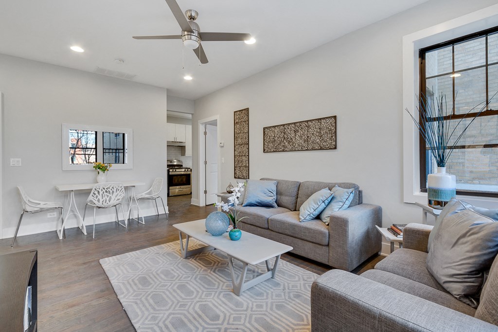 a living room with a couch and a coffee table