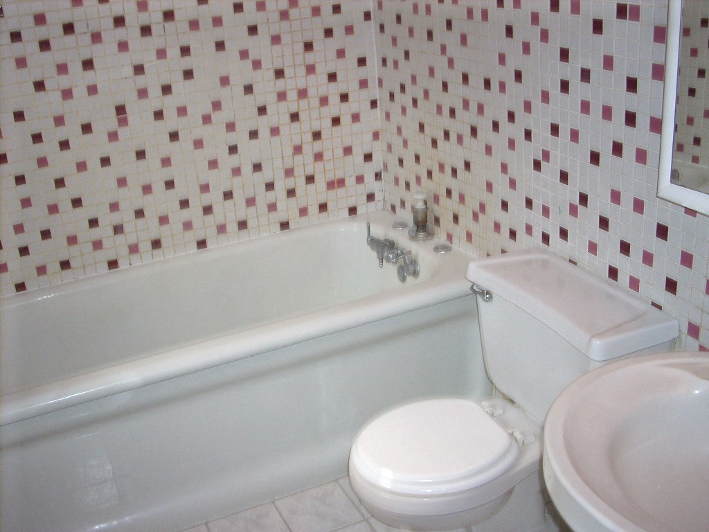 a bathroom with a toilet and a bath tub