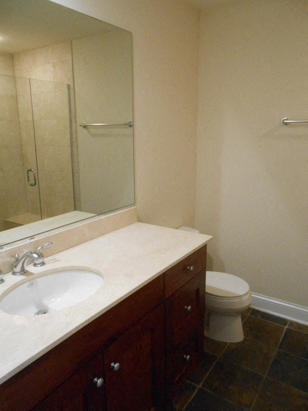 a bathroom with a sink and a toilet and a mirror