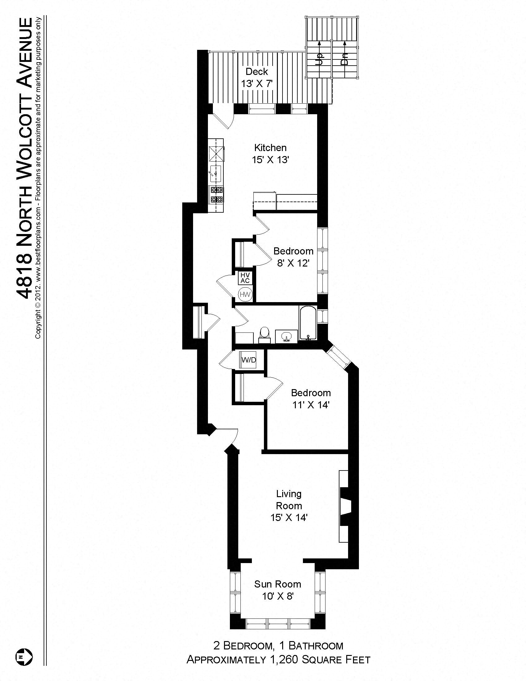 2 Bed / 2 Bath w/ LR & DR