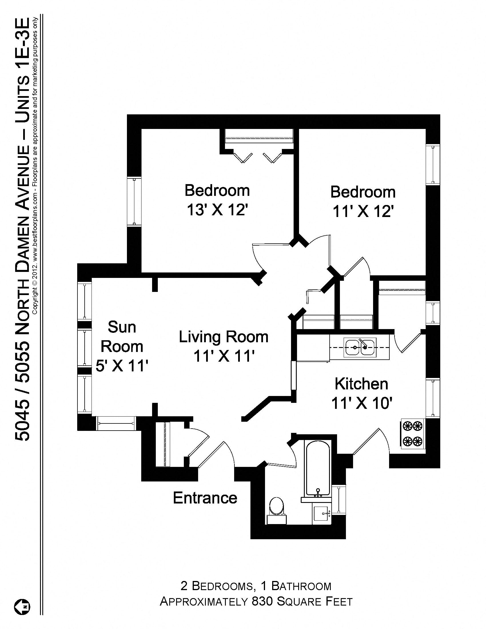 2 Bedroom - 1 Bath