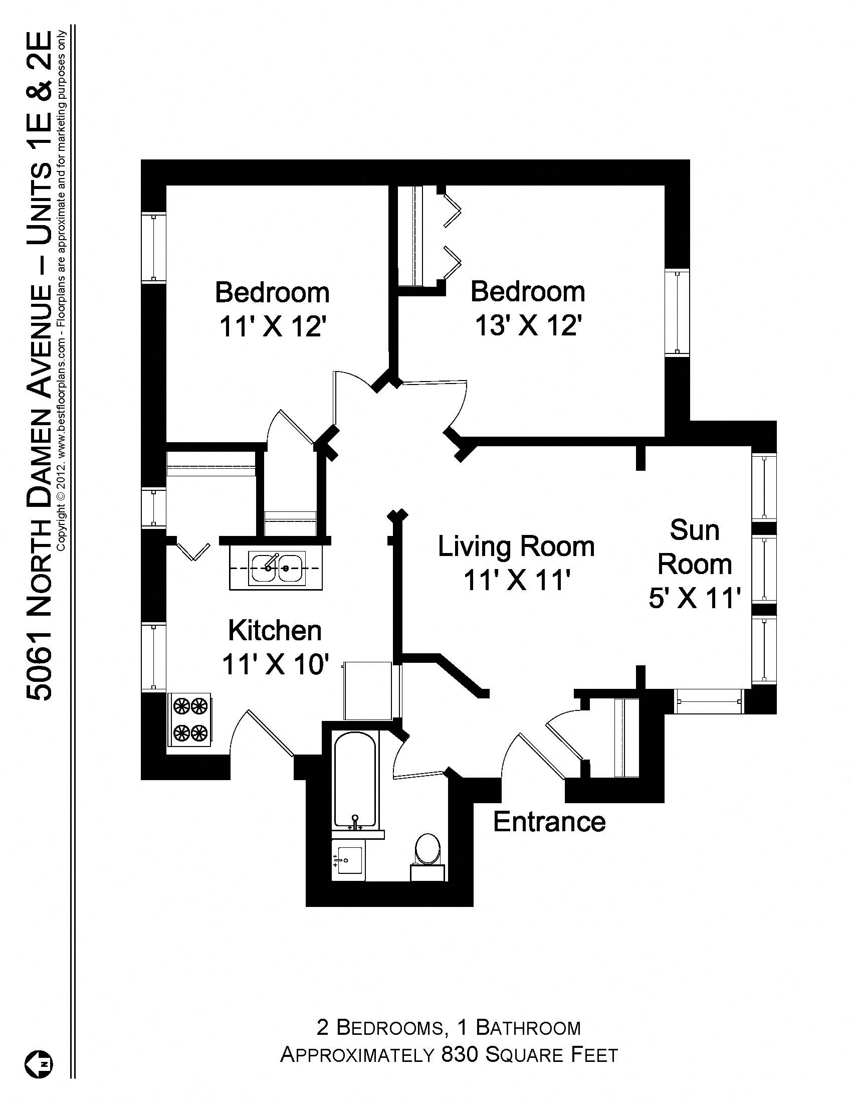 2 Bedroom - 1 Bath