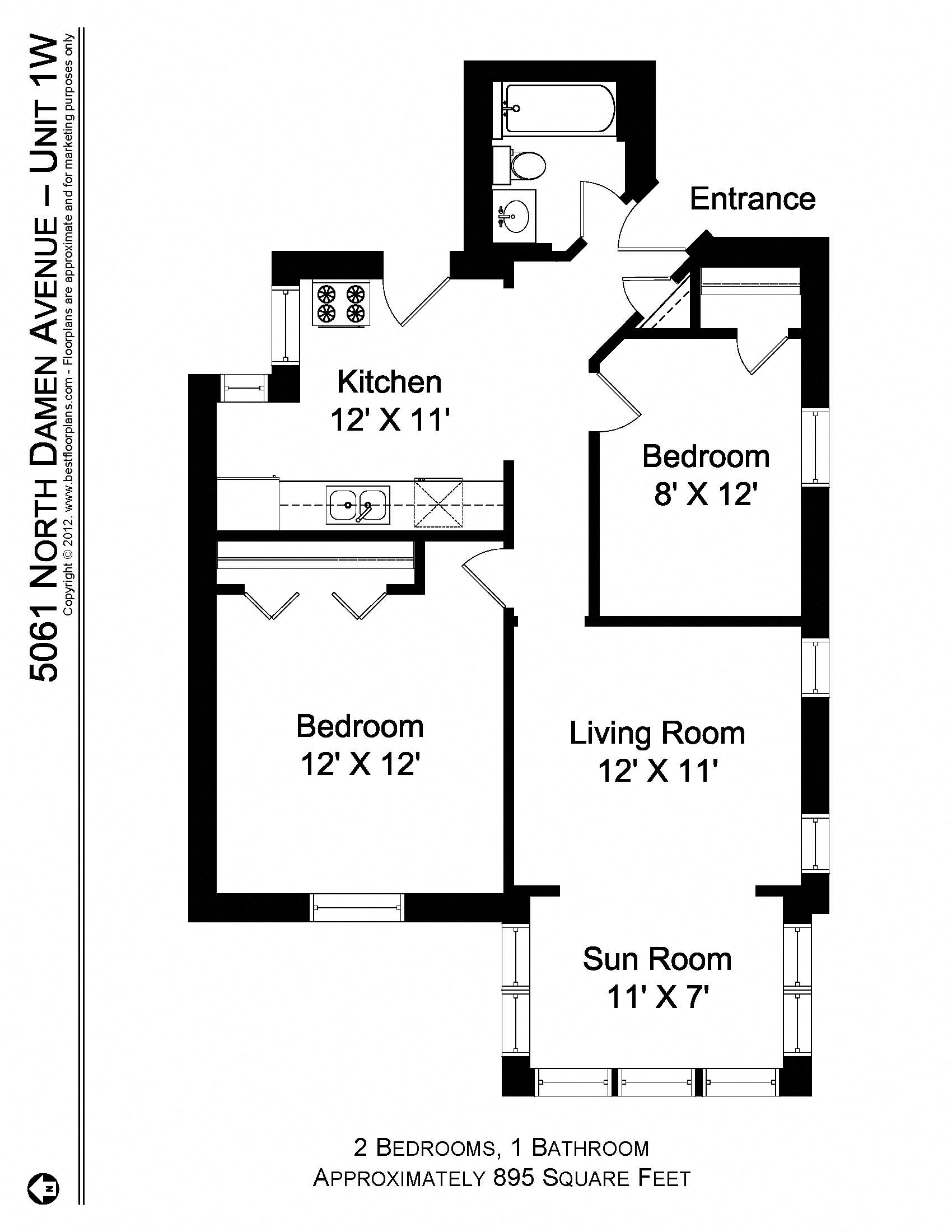 2 Bedroom - 1 Bath Modern Rehab
