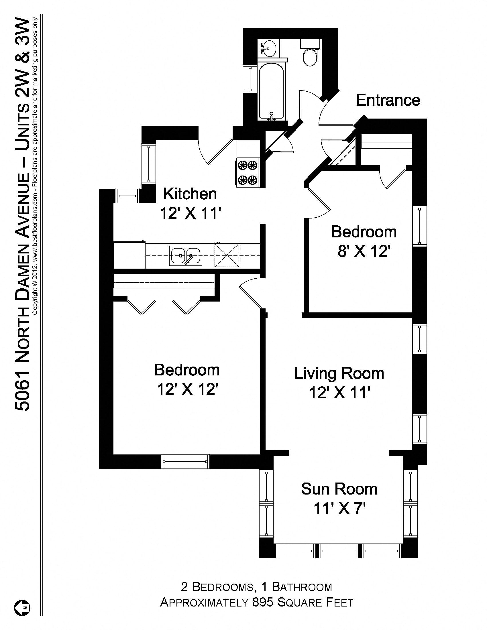 2 Bedroom - 1 Bath