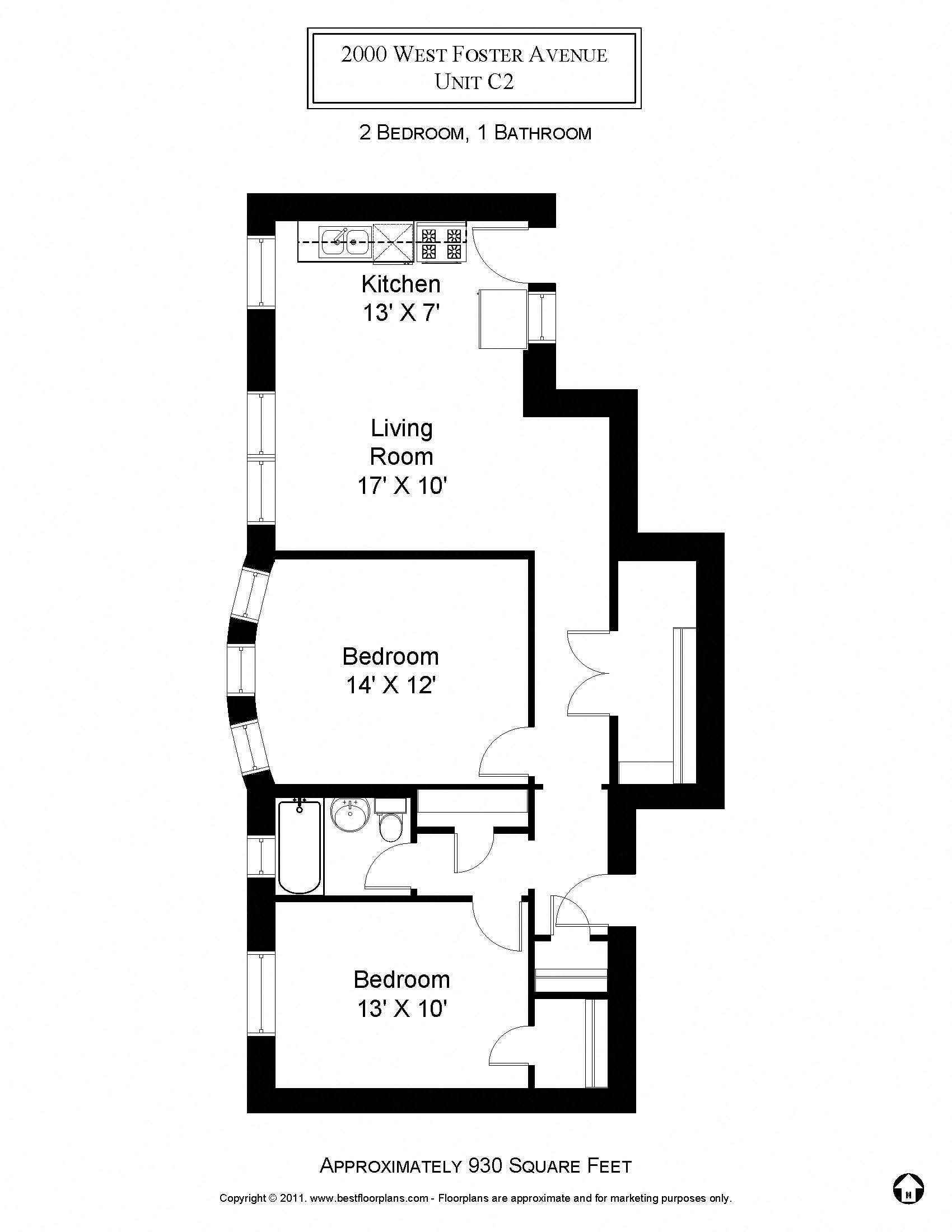 2 Bedroom - 1 Bath