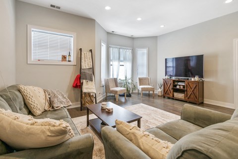 a living room with couches and a tv