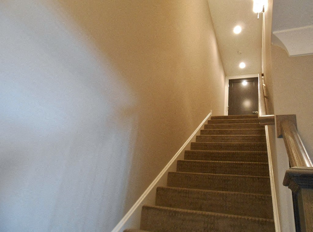 the stairs up to the second floor of the building