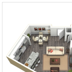 1 Bed - 1 Bath, 789 sq ft, A2 FloorPlan