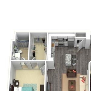 2 Bed - 2 Bath, 1049 sq ft, B2 FloorPlan