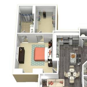 2 Bed - 2 Bath, 1192 sq ft, B7 FloorPlan