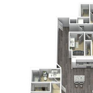 3 Bed - 2 Bath, 1385 sq ft, C1 FloorPlan