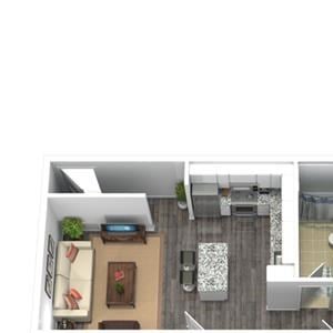 1 Bed - 1 Bath, 789 sq ft, T7 FloorPlan