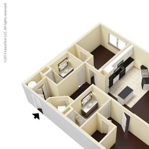 2 Bed, 2 Bath, 1245 sq. ft. B1