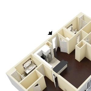 2 Bed, 2 Bath, 1039 sq. ft. B3