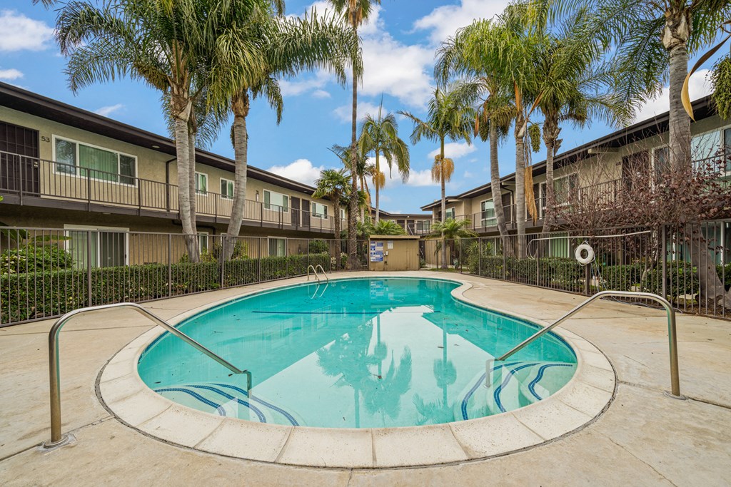 the swimming pool at our apartments in palm springs