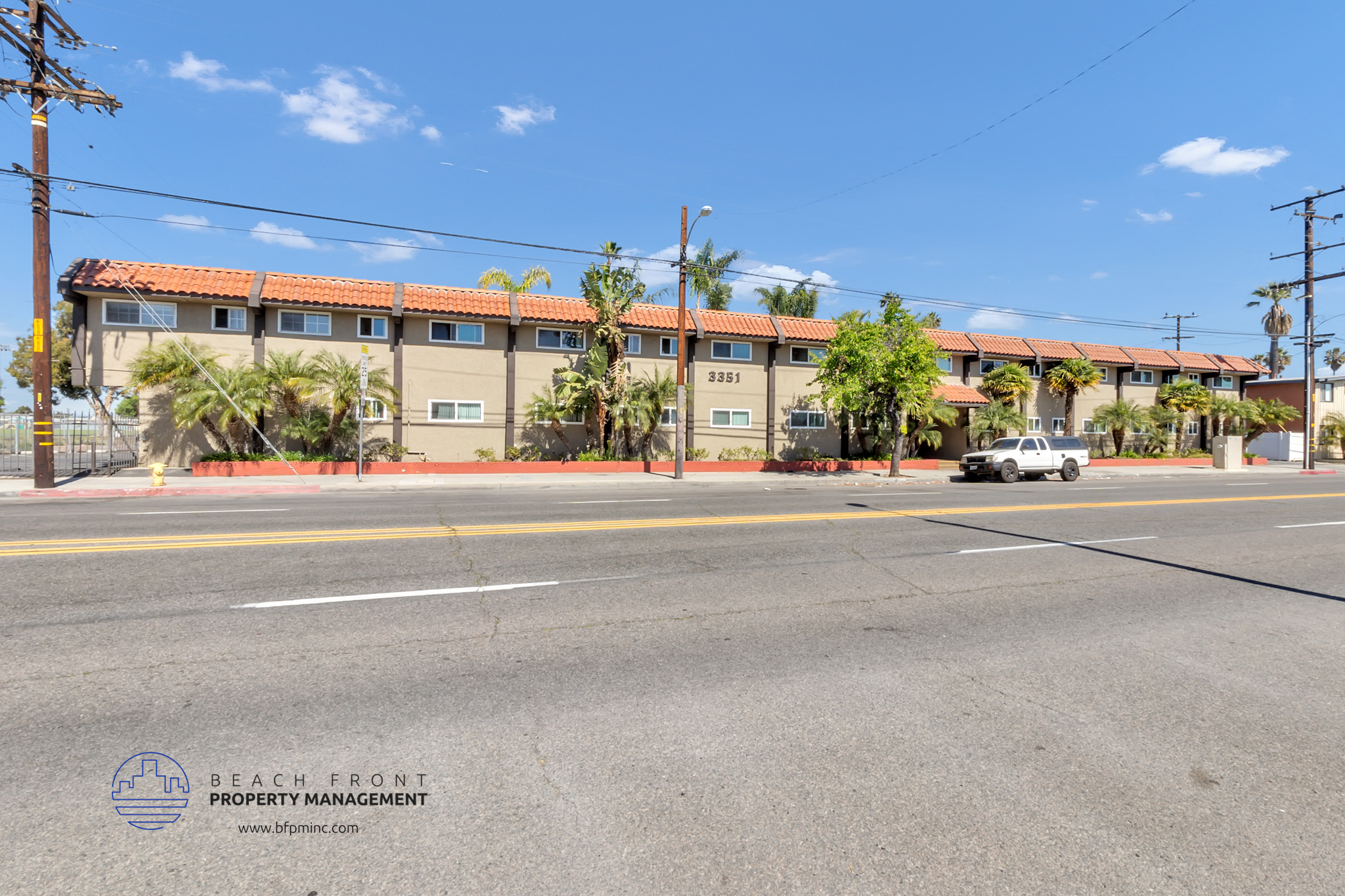 a view of the beachfront promenade from the street