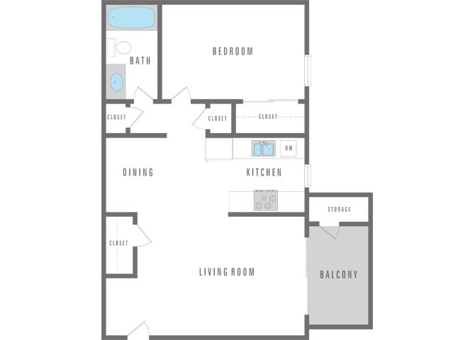 1 Bedroom 1 Bath Floor Plan 1