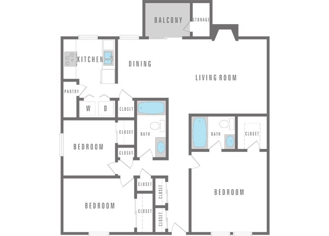 3 Bedroom 2 Bath Floor Plan 4