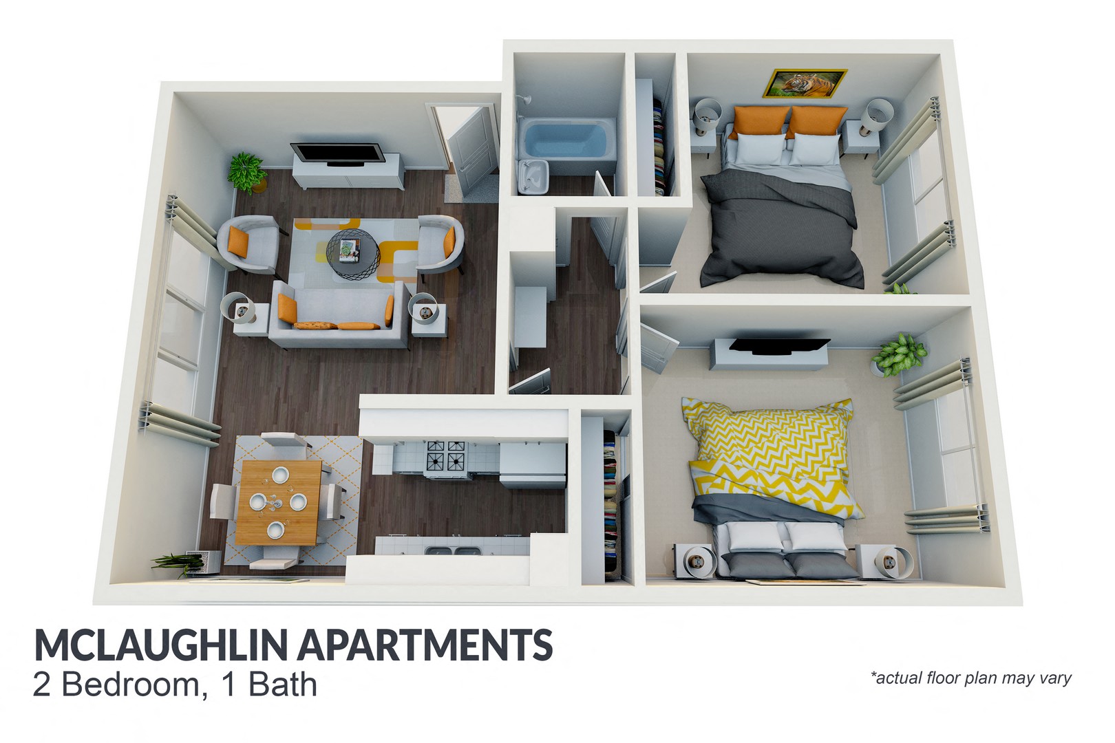 2 bed 1 bath