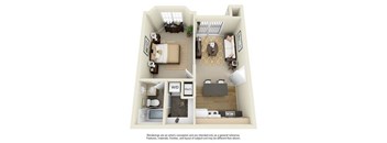 1 Bed 1 Bath Floor Plan at Enclave at Lake Underhill, Orlando, Florida
