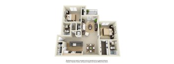 2 Bed 2 Bath Floor Plan at Enclave at Lake Underhill, Orlando